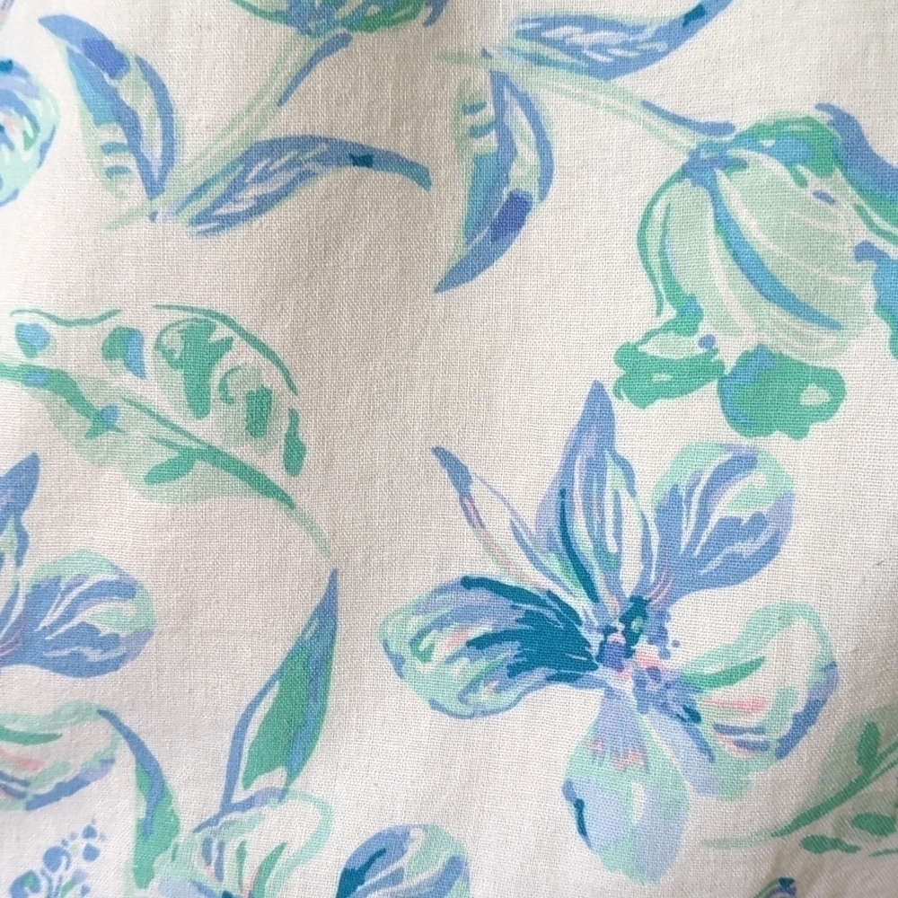 Charlie Paige Floral Linen Blend Sleeveless Halter Neck Mini Dress White Blue L - Picture 7 of 14